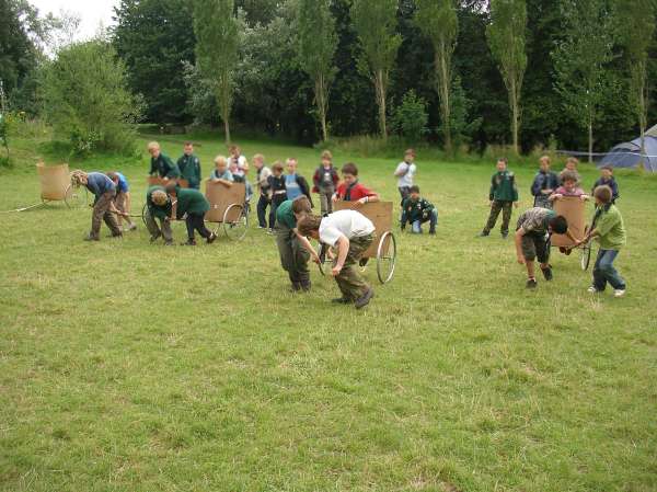 Racing chariots with the 28th Cambridge Cub scout pack