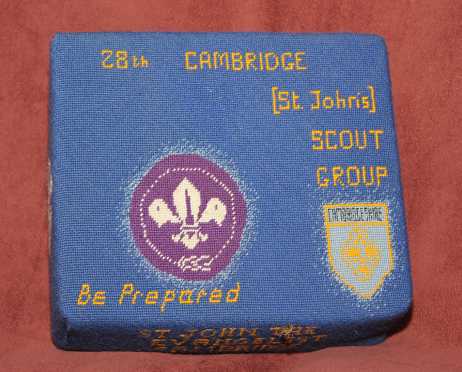 Church Kneeler from St John's church, Hills Road, Cambridge. For St Johns Scout Group